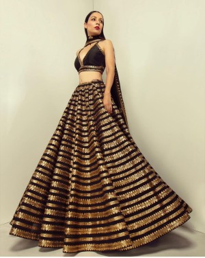 New silk lehnga with sequence Black lehenga Choli